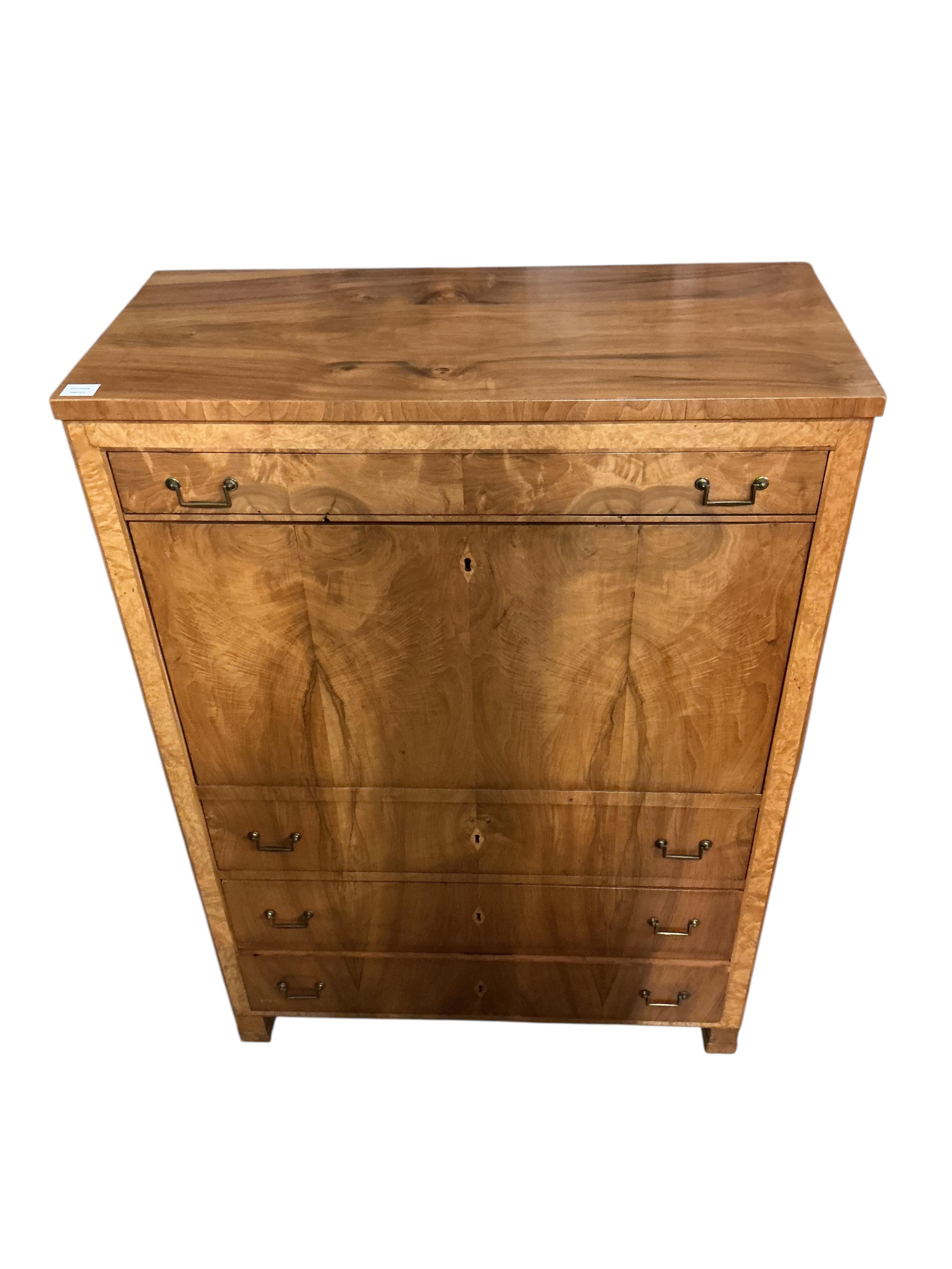 A 19th century Swedish walnut secretaire abattant, width 97cm, depth 45cm, height 136cm